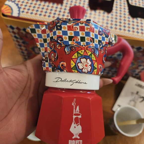 Dolce & Gabbana Red and Multicolor Patterned Coffee Maker